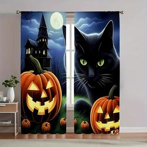 <span class=keywords><strong>Tende</strong></span> Gotiche <span class=keywords><strong>Rosa</strong></span> e Nere con Teschio e Cuore, Stile Dark Art, per Halloween, Decorazione Casa, 2 Pannelli Personalizzabili - Product Image 5
