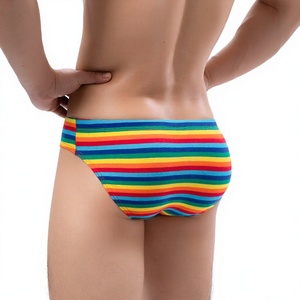 HL023 Sous-vêtements sexy pour hommes, caleçons boxers respirants à rayures colorées rouges, taille basse, ODM, grande taille, pour le commerce extérieur - Product Image 1