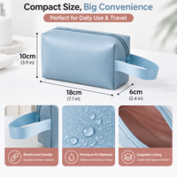 Sac cosmétique intégré en PU, trousse de toilette de voyage légère et portable à double fermeture éclair multi-compartiments pour femmes, rangement de maquillage