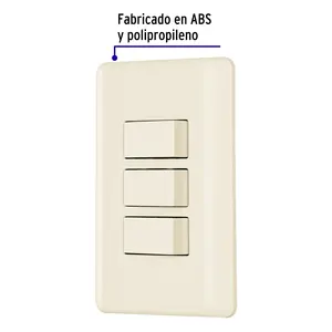 Master with 200 units 3-<b>switch</b> assembled <b>plate</b>, ivory, Volteck - Product Image 2