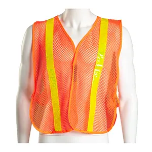 Hi Vis kain jala reflektif rompi keselamatan pakaian kerja pita reflektif dan pita ajaib penutup kain jala rompi keselamatan