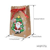 Sac en papier kraft de Noël avec nœud en ruban et imprimé Père Noël et rennes pour les acheteurs en gros des magasins de détail