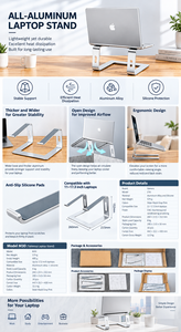 Soporte de Aluminio para Portátil, Altura Ajustable, Ergonómico, con Diseño Portátil para Uso en Casa u Oficina - Product Image 5