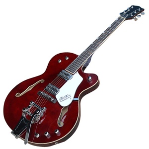 Guitare Électrique Demi-Caisse Flyoung Rouge Vin 6 Cordes - Product Image 1
