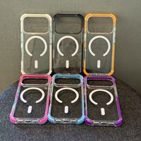 Coque transparente magnétique en acrylique couleur bonbon pour iPhone 17 Pro Max 16 Pro Max 15 Pro Max, protection anti-chute aux quatre coins
