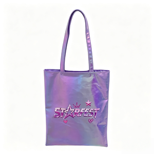 High End Custom Laser Holographic Shoulder Tote Bag Waterproof Women Shopping Handbag PU Leather Yoga Bag - Product Image 1
