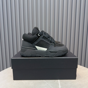 Men's Mid-Top Leather Mesh Platform Sneakers Lace-Up Casual Streetwear Shoes for Daily <b>Walking</b> Amiris - Product Image 6