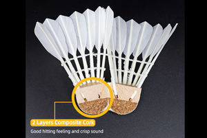 ลูกแบดมินตัน DunRun <span class=keywords><strong>DR</strong></span>-07 สำหรับฝึกซ้อมระดับมืออาชีพ  ขนนกห่านแท้  แบบตรง  2 ชั้น  แกนไม้ก๊อก  รับสกรีนโลโก้ - Product Image 4