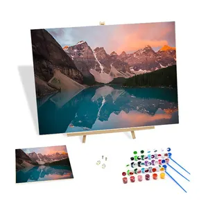 Wholesale Painting By Numbers Landscape Snow Mountains And Lake Diy Painting By Numbers Kit Custom Home Decor