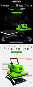 6 in 1 Combo Manual New High Pressure Heat Press Large Format T-shirt Printing Machine for Garment