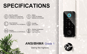 Fingerprint Tuya Electronic Deadbolt <b>Lock</b> Password Compatible with <b>Smart</b> Life APP for Home Security American Standards - Product Image 4