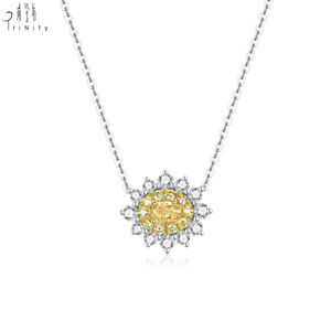 Proveedor de Hong Kong de joyería fina de lujo, collar con colgante de diamante amarillo natural auténtico en oro sólido de 18 quilates para dama - Product Image 1