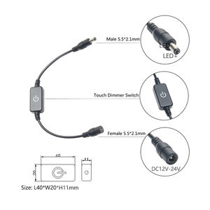 4A 6A LED Dimmer 12-24V Touch Penginderaan Switch ON/OFF 10-100% Dimmable Hitam atau Putih Plastik Tidak Ada Pengelasan DC 5.5*2.1Mm Socket - Product Image 3