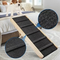 Hunde- & Katzen-Rampe mit Verstellbarer Höhe, Faltbar, Umweltfreundlich, aus Holz, Rutschfester Teppich für Bett, Sofa, Auto, Outdoor-Nutzung, für Ältere Haustiere