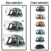 Tente Oxford Spacieuse à Deux Chambres pour Camping Familial et Sorties en Groupe, Quatre Saisons, Double Couche, Étanchéité 1000-1500mm, Pratique