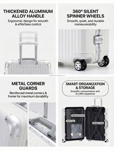 Valigia da Cabina 20 Pollici in Alluminio, Bagaglio a Mano Leggero con Trolley in Metallo per Compagnie Aeree - Product Image 4