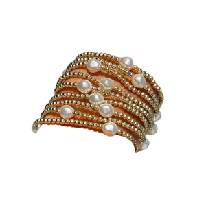Ensemble de bracelets élastiques Go2boho légers plaqués or 18 carats, unisexe, tendance, géométriques, perles simulées, bijoux imperméables - Product Image 4