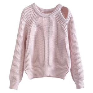 Dalang Sweater Pull en tricot rose uni pour femme, coupe ample, anti-boulochage, chaud, automne hiver - Product Image 5
