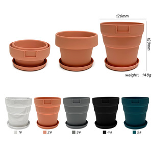 Round Foldable Silicone Plant Holder, Rubber Soft Planter Cactus Flower <b>Succulent</b> <b>Pot</b> With Drainage Holes, Home Garden Decor - Product Image 2