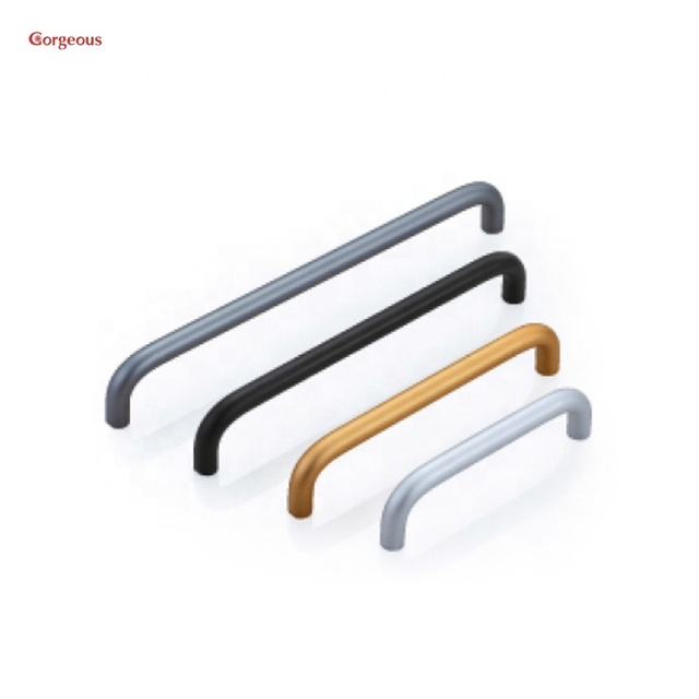Modern Kitchen and Bedroom Drawer Pull Gold Aluminium Alloy Cabinet Handle Knob Customized Black Aluminum Dresser Usage