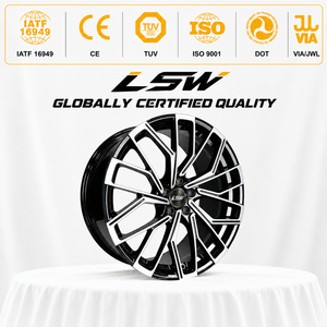 Ruedas de coche LSW LS8060 con radios radiantes, acabado negro brillante mecanizado, tamaño de orificio central PCD ET totalmente personalizable, universal para todos. - Product Image 3