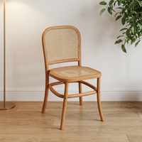 Chaise de salle à manger MULIGNA en rotin et bois massif, style nordique de luxe vintage, confortable, rétro, pour la maison, la salle de thé, avec dossier en hêtre
