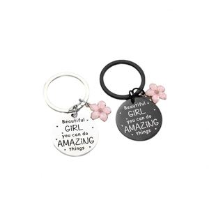 Metal <b>Charm</b> Keychain Mother's Day Gift Oriental Cherry Flower <b>Keyring</b> Mom Pendant Chain Key Ring Holder Jewelry Accessories Gift - Product Image 5