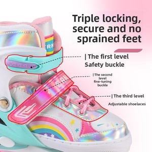Patins à roulettes <span class=keywords><strong>quad</strong></span> pour filles et garçons Ruidongle, avec cadre confortable et résistant aux chocs, système de roulement lisse, style lumineux coloré - Product Image 2