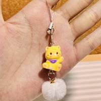 Nouvelle Chaîne de Téléphone 3D Chat Dessin Animé, Porte-clés Mignon en Résine, Breloque pour Sac d'Étudiant, Cadeau pour Couple et Meilleur Ami