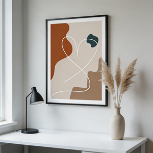 Affiche murale style Japandi minimaliste, toile non encadrée, <span class=keywords><strong>peinture</strong></span> abstraite aux formes organiques couleur terre cuite pour la décoration de chambre - Product Image 3
