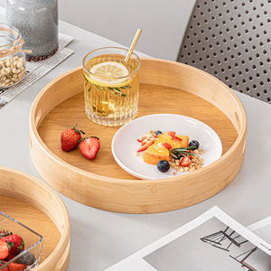 Bandeja de servir redonda de bambú, juego de café con molinillo y frasco para uso en la cocina - Product Image 3