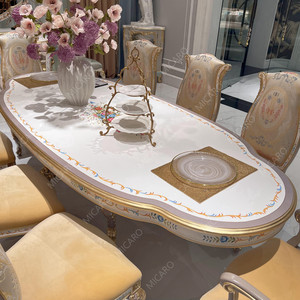 Ensemble Table de Salle à Manger Ovale et 8 Chaises en Bois Massif Style Classique Italien de Luxe - Product Image 3