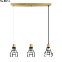 Lámpara Colgante de Madera, Ideas Decorativas, Pantalla Metálica Pequeña, Lámparas Colgantes LED para Hotel, Oficina, Cafetería, Bar