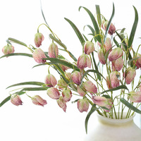 Bunga Fritillaria Sutra Ungu Buatan Berkualitas Tinggi 6 Kepala untuk Dekorasi Rumah