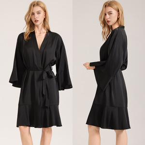 Nuova <span class=keywords><strong>Vestaglia</strong></span> Corta da Notte in Raso Chiffon Tinta Unita 2026 da <span class=keywords><strong>Donna</strong></span>, Comoda ed Elegante con Bordo in Pizzo - Product Image 6