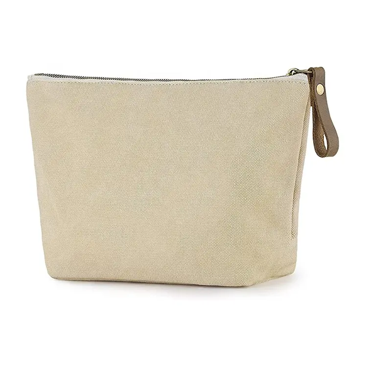 2022 Useful Fashion Eco Canvas Makeup Storage Bags Plain Cotton Zipper Custom Cosmetic Pouch Bag With Custom Logo