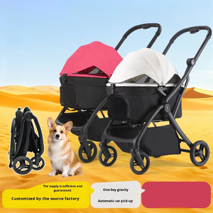 Poussette pour animaux de compagnie pliable légère en métal, chats, chiens, multi-niveaux, grand espace, design détachable, installation facile, 4 roues, 20 kg - Product Image 3