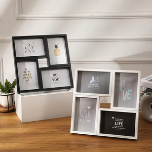 Factory Wholesale Wooden Family Wall <b>Mounting</b> Multi 4 Collage Photo <b>Frames</b> Wooden Collage Picture <b>Frame</b> - Product Image 3