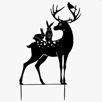 Nouvelle Arrivée - Décoration de Jardin Extérieure Personnalisée en Métal Noir Poudré Faite à la Main en Forme de Cerf pour Pelouse et Cour
