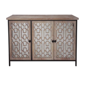 Buffet de rangement moderne en bois de luxe avec <span class=keywords><strong>3</strong></span> motifs sculptés et cadre en métal <span class=keywords><strong>noir</strong></span> pour le salon, la salle à manger et la chambre à coucher. - Product Image 5