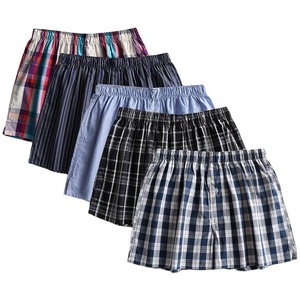 Boxer Caleçon pour Homme en Coton Tricoté à Carreaux, Confortable, Respirant, Haute Élasticité, Logo Personnalisé sur la Taille, Antibactérien et Écologique - Product Image 1