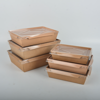 Nouvelle annonce Papier Kraft Conteneur de pâtes à emporter 900ml Emballage de déjeuner à 2 compartiments pour Sushi à emporter