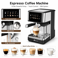 Máquina de Espresso Semiautomática Programable con Pantalla Táctil Anbolife de Alta Calidad y Gran Venta, para Espumar Leche, Ideal para Hoteles y Comercios
