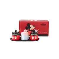 Ensemble de pots à épices en céramique Mickey avec plateau à cuillères, récipient à assaisonnements de dessin animé, pot à sel, sucre, condiments, boîte de rangement de cuisine, boîte cadeau