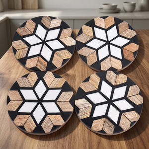 Sous-verres en résine époxy et bois personnalisables de haute qualité, ensemble de dessous-de-plat de cuisine au design classique, écologiques, épaisseur 8 mm, 300/400 mm en stock - Product Image 1