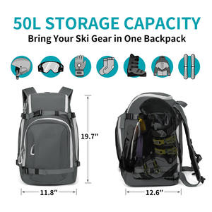 Free sample Ski Boot Bag 50L Outdoor Thermal Heated Ski Boot Bag Insulated System Cold Resistant Ski Equipment <b>Backpack</b> - Product Image 3