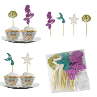 24-pezzo della sirena principessa della decorazione del partito cupcakes topper festa di compleanno coda di pesce cake topper decorazione set
