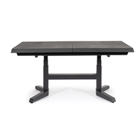AJUNION Table de salle à manger extensible de luxe moderne cadre en aluminium dessus de table en céramique table extensible extérieure ensemble de salle à manger pour 6-8 personnes