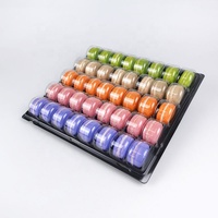 Boîte de présentation en plastique pour macarons, biscuits, baklavas, avec 40 trous, plateau en PET avec fond noir et couvercle transparent