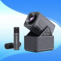 Proyektor Karaoke Android HD Tiga-dalam-Satu HT31 Terbaru dengan Stand yang Dapat Disesuaikan, Dua Mikrofon, Home Theater, Proyektor Video 1080P